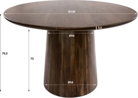 Jedálenský stôl okrúhly 55-95 Central Ø130cm Drevo Acacia  - Komfort-nábytok