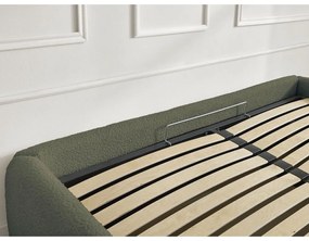 Tmavozelená čalúnená dvojlôžková posteľ s úložným priestorom/bez čela s roštom 160x200 cm Inera – Bobochic Paris