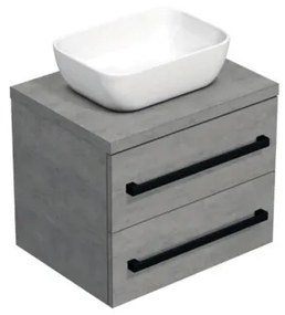 Kúpeľňová skrinka s čiernou úchytkou a krycí doskou SAT Cube Way 60x47,5x46 cm betón mat CUBE46C1603BE45, 1 ks