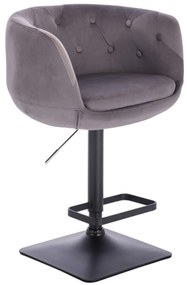 LuxuryForm DESIGN Barová stolička MONTANA VELUR na čiernej hranatej podstave - šedá
