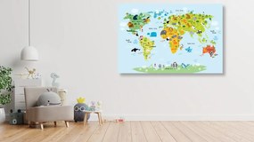 Obraz detská mapa sveta so zvieratkami Varianta: 60x40