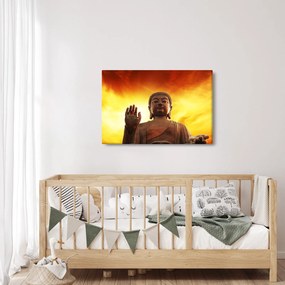 Obraz - Budha s červenožltým pozadím (90x60 cm)