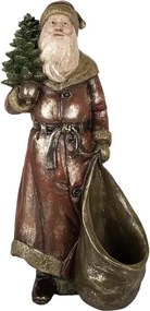 Vianočné dekorácie figúrka Santa s vrecom na darčeky a stromčekom - 24*17*47 cm
