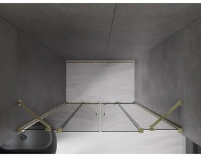 Mexen Velar Duo, posuvné sprchové dvere do otvoru 150 cm, 8mm šedé sklo, zlatá lesklá, 871-150-000-42-50