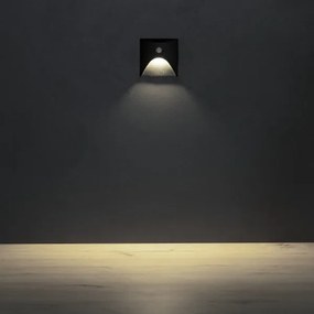 Kanlux 39142 - LED schodové svietidlo so senzorom EXIN 2,5W/230V 4000K IP65 čierne, hranaté