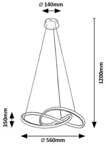 Rabalux 72215 - LED Luster na lanku CASTIEL LED/36W/230V 3000K zlatá
