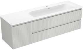 Mexen Rivel, kúpeľňová skrinka 160 cm s pravým umývadlom Vela, 2S, 1D, drážkovaná, šedá/biela matná, 91A23-16047-3-BBFFF62-W23P01