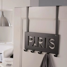Čierny kovový vešiak na dvere 30 cm Paris – Compactor