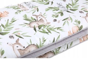 Ochranný mantinel do postieľky 180x30 cm BABYMAM PREMIUM - Zelená paseka/sivá