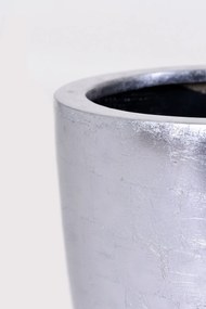 Kvetináč OPALA, sklolaminát, výška 44 cm, strieborný lesk