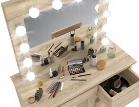 Bestent Toaletný stolík s LED zrkadlom Cleopatra Sonoma Brown