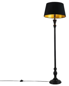 Stojaca lampa s tienidlom 45 cm čierna so zlatým vnútorným priestorom - Classico