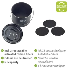 Čierna nádoba na kompostovateľný odpad 6 l Nero – Wenko
