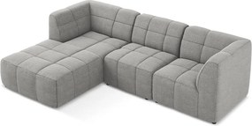 Sivá rohová pohovka z textílie buklé (ľavý roh/s leňoškou) Aloha – Makamii