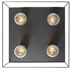 Minimalistické stropné svietidlo čierne so zlatom 4-žiarovkové štvorcové - Kodi