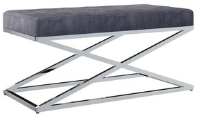 vidaXL Lavica 97 cm, sivá, zamatová látka a nehrdzavejúca oceľ