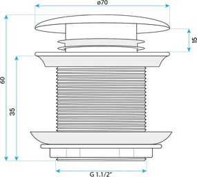 Rea Rea, univerzálna vaňová odtoková zátka typu Click-Clack 6cm, bez prepadu, chrómová, REA-W2013