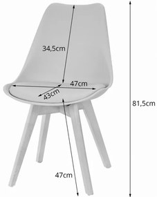 Set troch jedálenských stoličiek MARK - biele (hnedé nohy) (3ks)