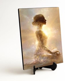 DUBLEZ | Spirituálny obraz - Jogínka so zlatou aurou