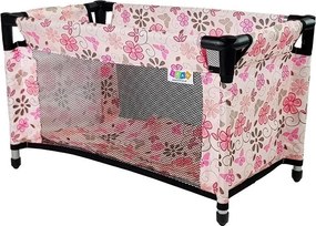 LEAN Toys Posteľ pre bábiky Alice Ružová s kvetmi