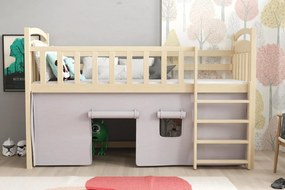 Detská vyvýšená posteľ z masívu borovice ARANKA - 200x90 cm - prírodná borovica