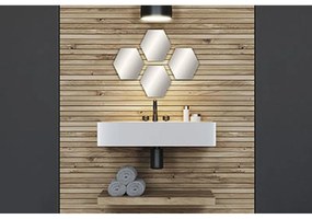 TENDANCE Zrkadlo Levi Hex, strieborné, sada 4ks