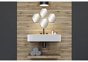 TENDANCE Zrkadlo Levi Hex, strieborné, sada 4ks