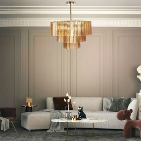 Toolight Toolight, závesné stropné svietidlo 8xE14, APP1677-8CP, zlatá-hnedá, OSW-09312