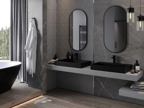 Mexen Loft oválne kúpeľňové zrkadlo 100 x 50 cm, čierny rám - 9851-100-050-000-70