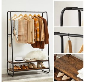 Stojan na oblečenie s 2 policami TAYLOR 100x45x160 cm, rustikálne hnedý