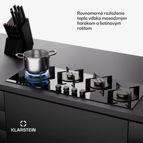 Klarstein Goldflame 4 Slim, plynová varná doska, 4 horáky, sebestačná, zemný plyn/propán, nehrdzavejúca oceľ