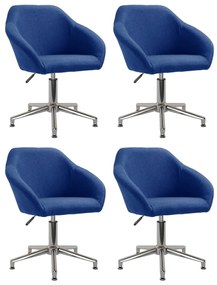 Otočné jedálenské stoličky 4 ks modré látkové 3089608