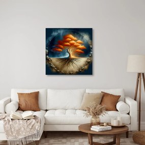 Obraz jesenný strom života s koreňmi