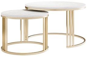 OKRÚHLY KONFERENČNÝ STOLÍK 2v1 LEONARDO 2 BRÚSENÁ ZLATÁ + MRAMOR