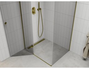 Mexen Roma, sprchovací kút 90 (dvere) x 80 (stena) cm, 6mm číre sklo, zlatý profil, 854-090-080-50-00