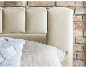 Béžová čalúnená dvojlôžková posteľ s úložným priestorom s roštom 180x200 cm Lamica – ELTAP