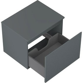 Mexen Rivel, kúpeľňová skrinka 60 cm s hornou doskou, 1 zásuvka, drážkovaná, grafitová matná, 91A20-06047-1-BFC66