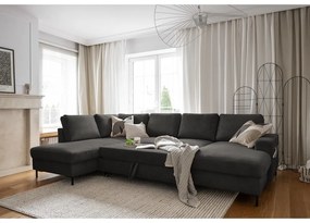 Tmavosivá menčestrová rozkladacia rohová pohovka (ľavý roh) Lofty Lilly – Miuform