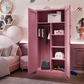 Uzamykateľná spoločenská skriňa DAWID, 900 x 1850 x 450 mm, Fresh Style: púdrovo ružová