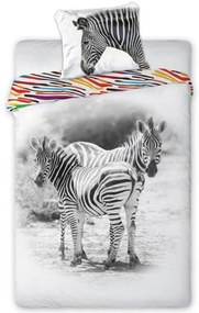 DETSKÉ BAVLNENÉ OBLIEČKY ZEBRA 160X200 CM, 1KS 70X80 CM VZOROVANÉ