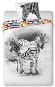 DETSKÉ BAVLNENÉ OBLIEČKY ZEBRA 160X200 CM, 1KS 70X80 CM VZOROVANÉ