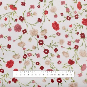 Biante Detské bavlnené posteľné obliečky do postieľky Sandra SA-719 Červeno-béžové drobné kvietky na bielom Do postieľky 100x135 a 40x60 cm