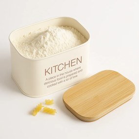 Zeller Present Plechová dóza s bambusovým vekom, biela KITCHEN ZELLER 1,2l - 17 x 12 x 9 cm