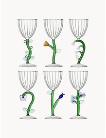 Súprava ručne vyrobených pohárov na víno Botanica, 6 dielov