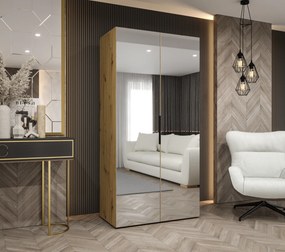 Šatníková skriňa 100 cm Mirabella 3 (dub artisan + čierna). Akcia -20%. Vlastná spoľahlivá doprava až k Vám domov. 1126446