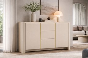 Komoda Sorrenti 168 cm - kašmírová / zlatá