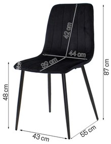 Dekorstudio Zamatová jedálenská stolička BELT čierna - čierne nohy
