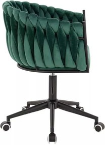 LuxuryForm DESIGN Stolička NORDEN VELUR na čiernej podstave s kolieskami - zelená
