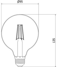 Mexen Vintis, LED žiarovka E27, G95, 6W, Teplá - 2200K, 600 lm, jantárová - L157-E27-0622-50