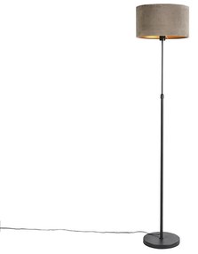 Stojacia lampa čierna s velúrovým odtieňom tupá so zlatom 35 cm - Parte